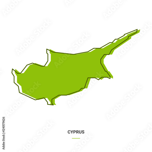 Cyprus Outline Map with Green Colour. Modern Simple Line Cartoon Design - EPS 10 Vector