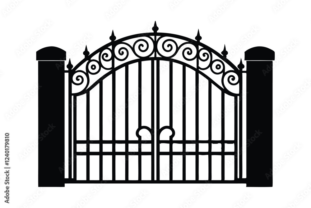 Modern iron gate silhouette vector art illustration2.eps Modern iron gate silhouette vector art illustration2.eps