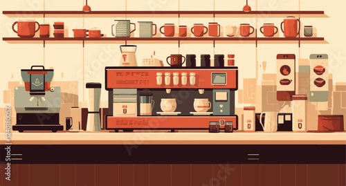 Elegant Coffee Counter Design,  Vector Illustration