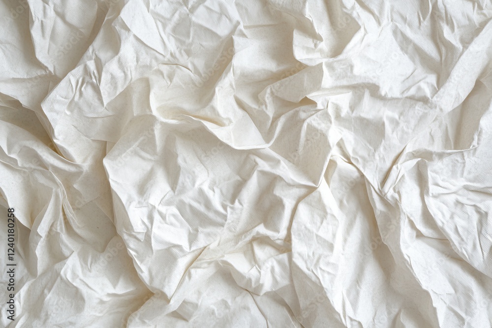 Obraz premium Crumpled white fabric texture, background, design