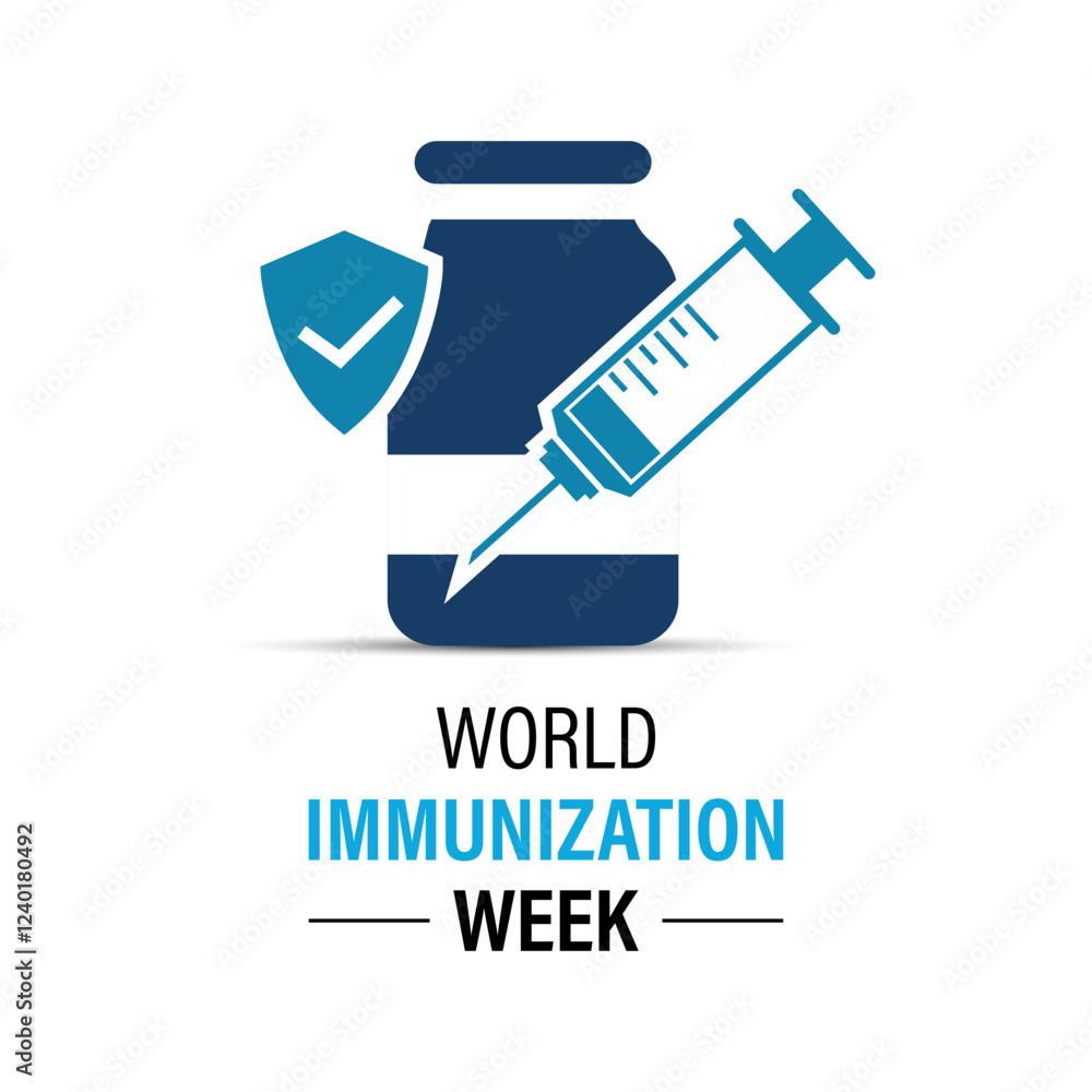 World Immunization Week is an annual global event celebrated every last week of April to highlight the importance of vaccines in protecting people. Stethoscope and Earth, syringe, vaccine.Vector eps10 World Immunization Week is an annual global event celebrated every last week of April to highlight the importance of vaccines in protecting people. Stethoscope and Earth, syringe, vaccine.Vector eps10