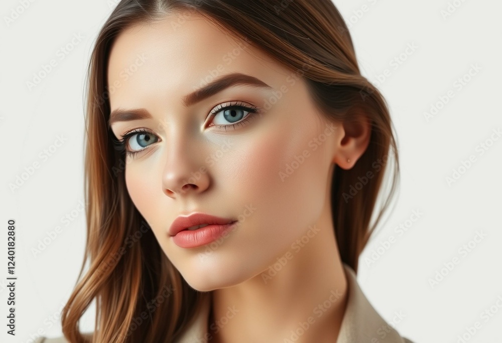 Naklejka premium Female portrait on white background