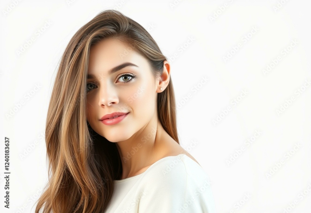 Fototapeta premium Female portrait on white background