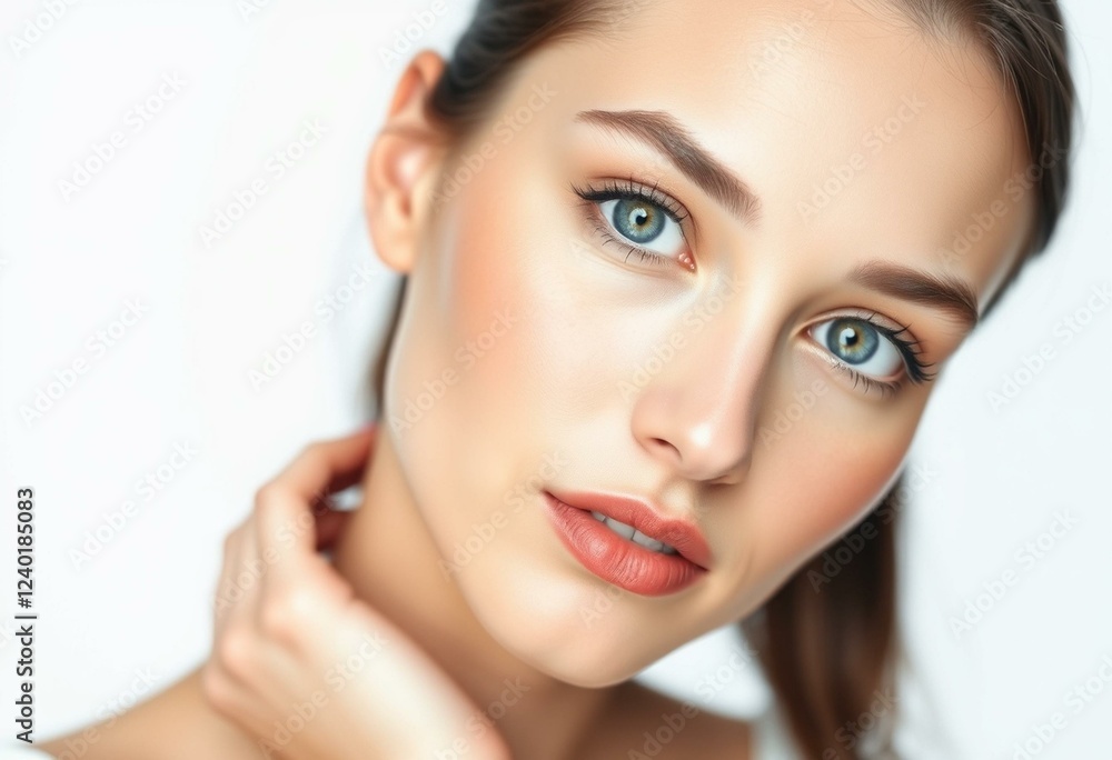 Photorealistic female portrait on white background Photorealistic female portrait on white background