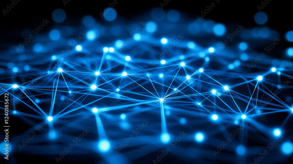Abstract blue network connections with glowing nodes Abstract blue network connections with glowing nodes