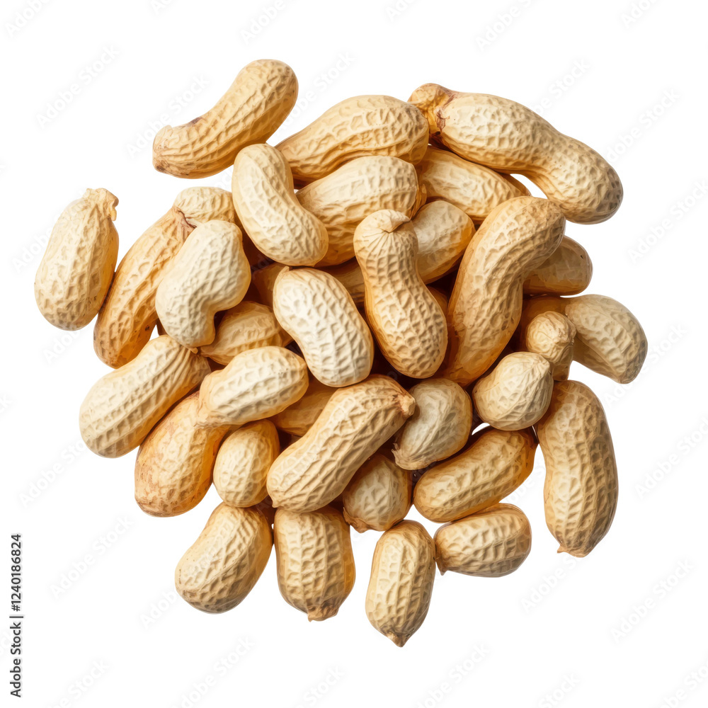 Isolated raw peanuts with shells on a transparent background showcasing natural textures and shapes Isolated raw peanuts with shells on a transparent background showcasing natural textures and shapes