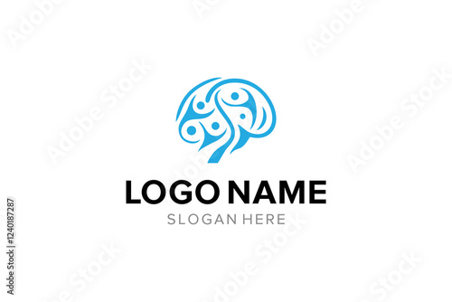 Brain and People Community Logo Design Template.