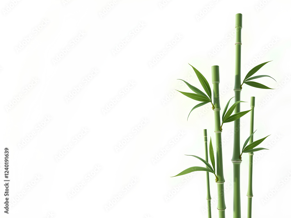 Naklejka premium Branches of bamboo on white background