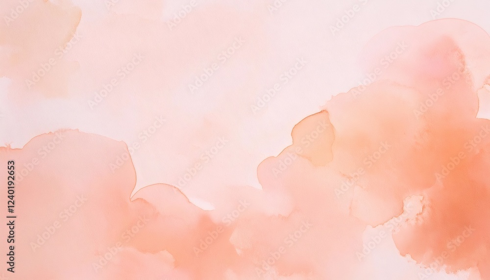 Fototapeta premium Delicate watercolor painting forming an abstract peachy background