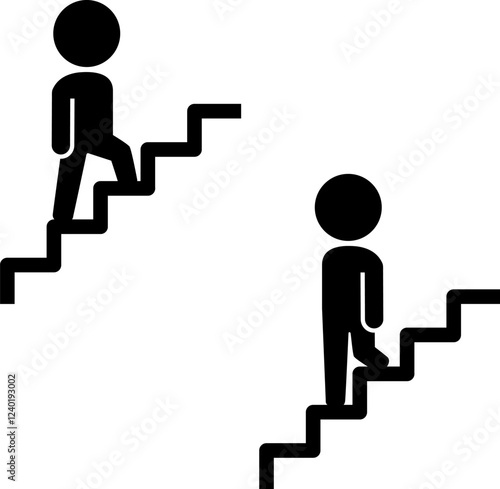 階段を上る人と降りる人のピクトグラム