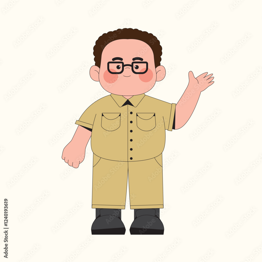 Cute Indonesian Male Teacher Cartoon Illustration Cute Indonesian Male Teacher Cartoon Illustration