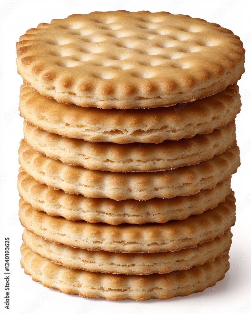 Stack of Round Biscuits on White Background Close Up Food Photography Studio Shot Stack of Round Biscuits on White Background Close Up Food Photography Studio Shot