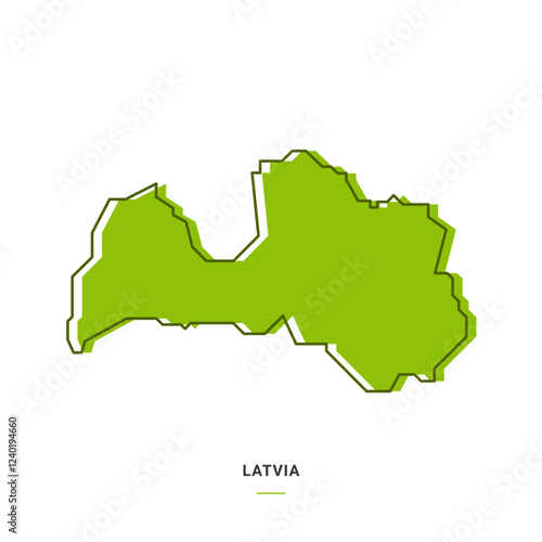 Latvia Outline Map with Green Colour. Modern Simple Line Cartoon Design - EPS 10 Vector