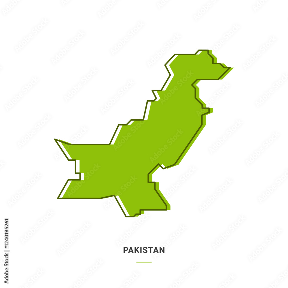 Pakistan Outline Map with Green Colour. Modern Simple Line Cartoon Design - EPS 10 Vector Pakistan Outline Map with Green Colour. Modern Simple Line Cartoon Design - EPS 10 Vector
