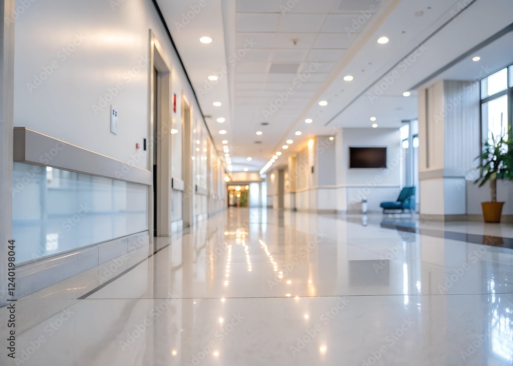 Tranquil Hospital Corridor: A Vision of Calm and Professionalism Tranquil Hospital Corridor: A Vision of Calm and Professionalism