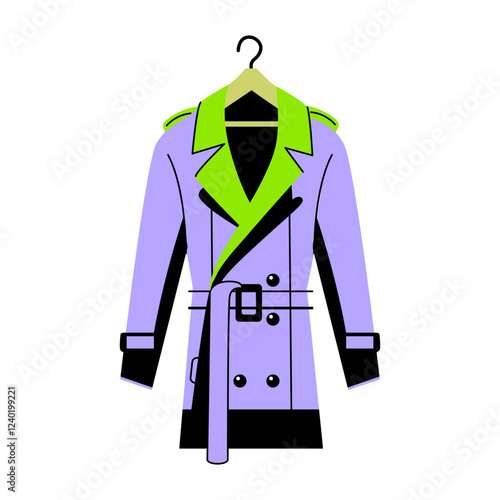 Detective trenchcoat illustration in flat style 
