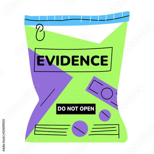 A flat illustration of sealed evidence bag 
