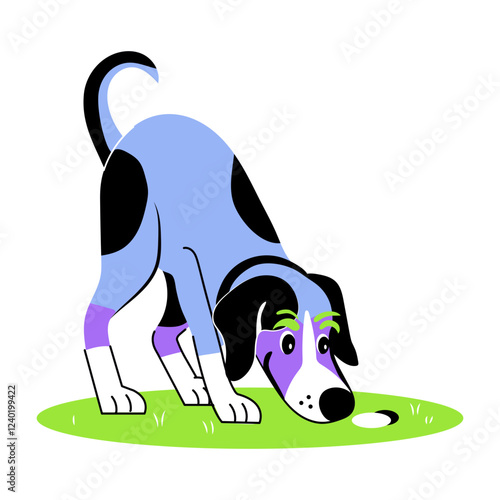 Detective dog sniffing criminal smell, flat style illustration 

