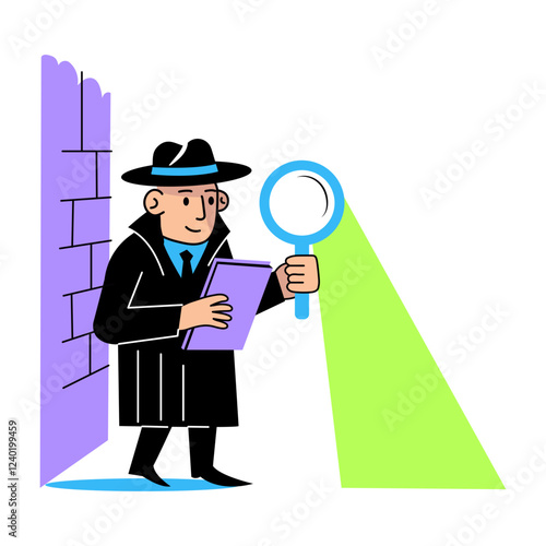 Secret investigator finding clues, flat style illustration 

