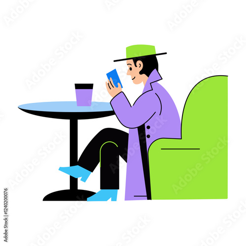 A flat illustration of eavesdropping character 
