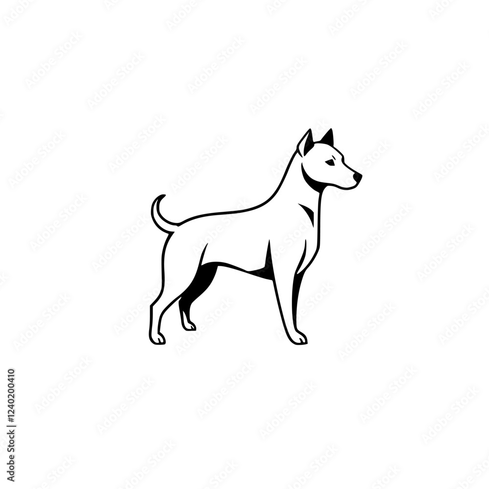 Fototapeta premium Elegant Dog Silhouette: Minimalist Canine Vector Graphic Design. Perfect for logos, icons, and pet-related projects. A simple, stylish, and modern illustration.