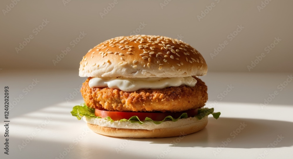 Crispy Chicken Burger with Sesame Seed Bun and Mayo Crispy Chicken Burger with Sesame Seed Bun and Mayo