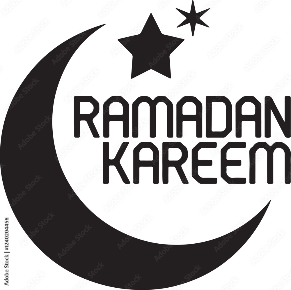 Obraz premium Black and White Ramadan Kareem Silhouette Design for Digital and Print