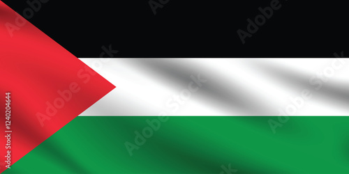 Palestine flag official colors and proportion digital vector illustration. Pleated flag.