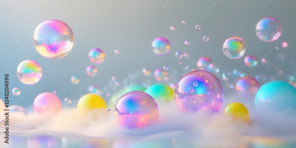 Colorful spheres and bubbles in a dreamy abstract composition Colorful spheres and bubbles in a dreamy abstract composition
