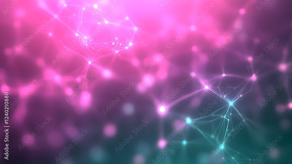 Fototapeta premium Abstract Pink Teal Network Connection Background