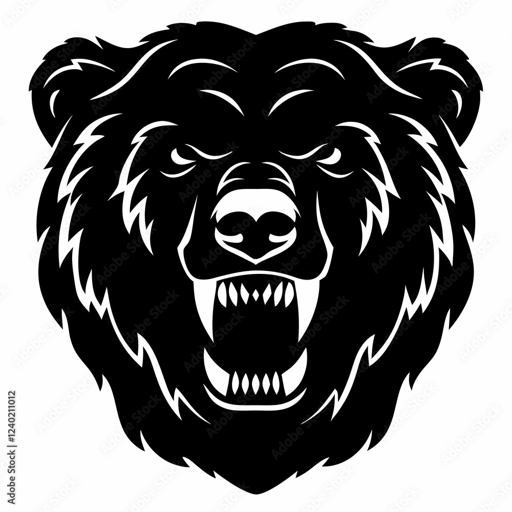 A black and white tiger head with a black stripe. The tiger has a black nose and black eyes A black and white tiger head with a black stripe. The tiger has a black nose and black eyes
