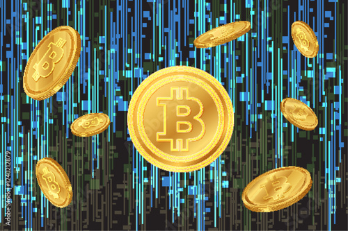 Digital Bitcoin Coins in Virtual Space