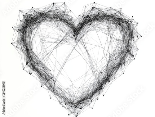 Abstract heart shape created from tangled lines. photo