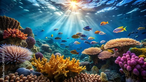 Wallpaper Mural Vibrant Underwater Scene with Coral Reefs and Tropical Fish Torontodigital.ca