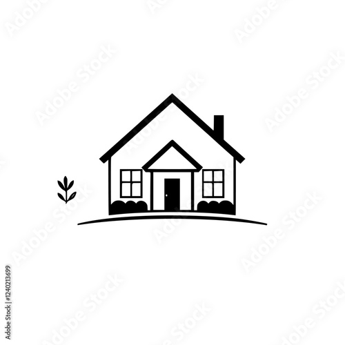 Simple House Illustration: Minimalist Home Design Vector Graphic