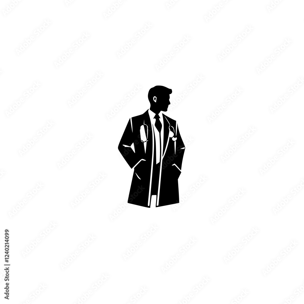 Elegant Doctor Silhouette: A Professional Medical Image. Perfect for healthcare, clinic, or hospital websites. This sophisticated vector graphic conveys trust and expertise. Elegant Doctor Silhouette: A Professional Medical Image. Perfect for healthcare, clinic, or hospital websites. This sophisticated vector graphic conveys trust and expertise.