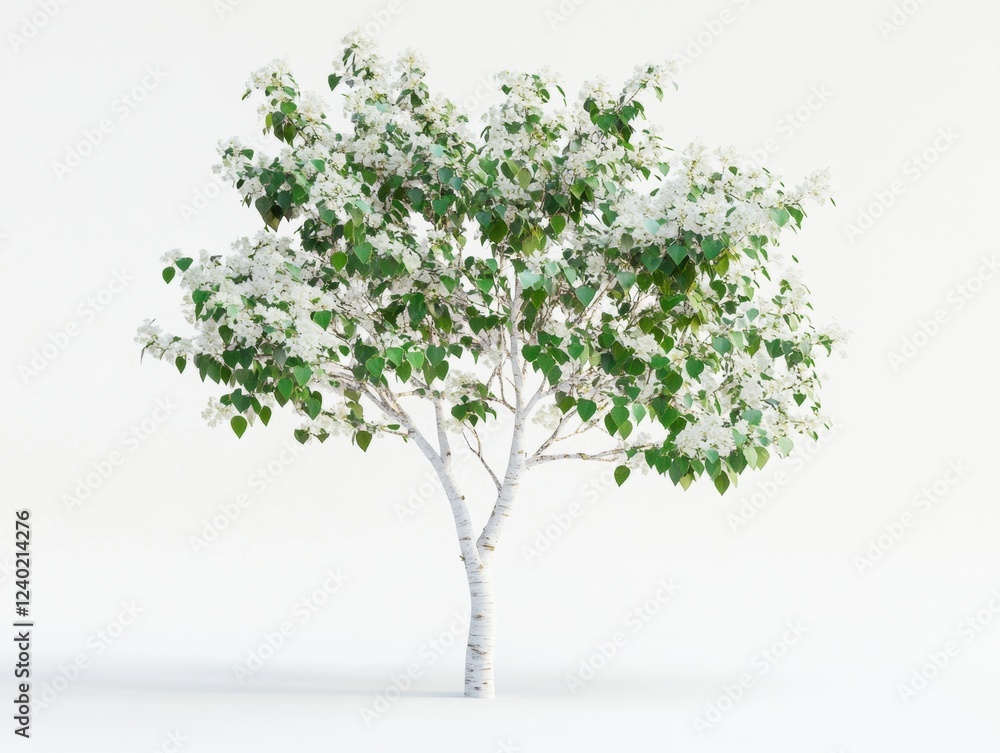 Beautiful blooming white tree with vibrant leaves. Beautiful blooming white tree with vibrant leaves.