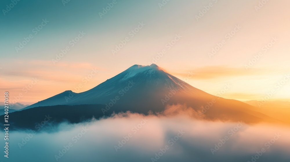 A Majestic Mountain Peak Bathed in Golden Sunlight A Majestic Mountain Peak Bathed in Golden Sunlight