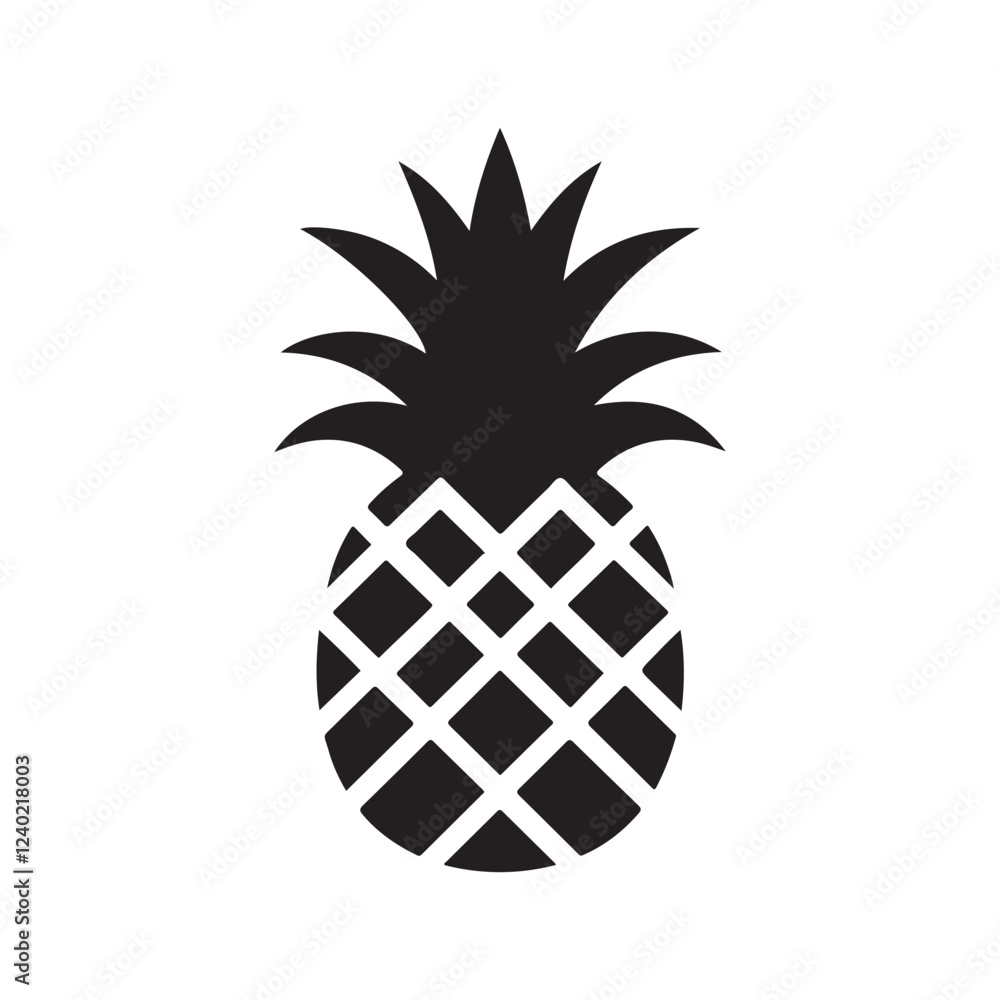 Fototapeta premium Vector Pineapple Silhouette Fruit black color only