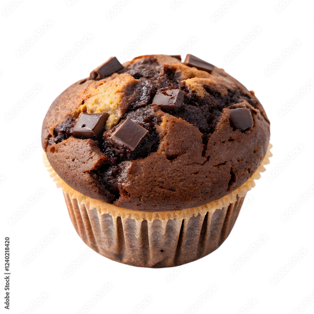 Delicious chocolate muffin on transparent background Delicious chocolate muffin on transparent background