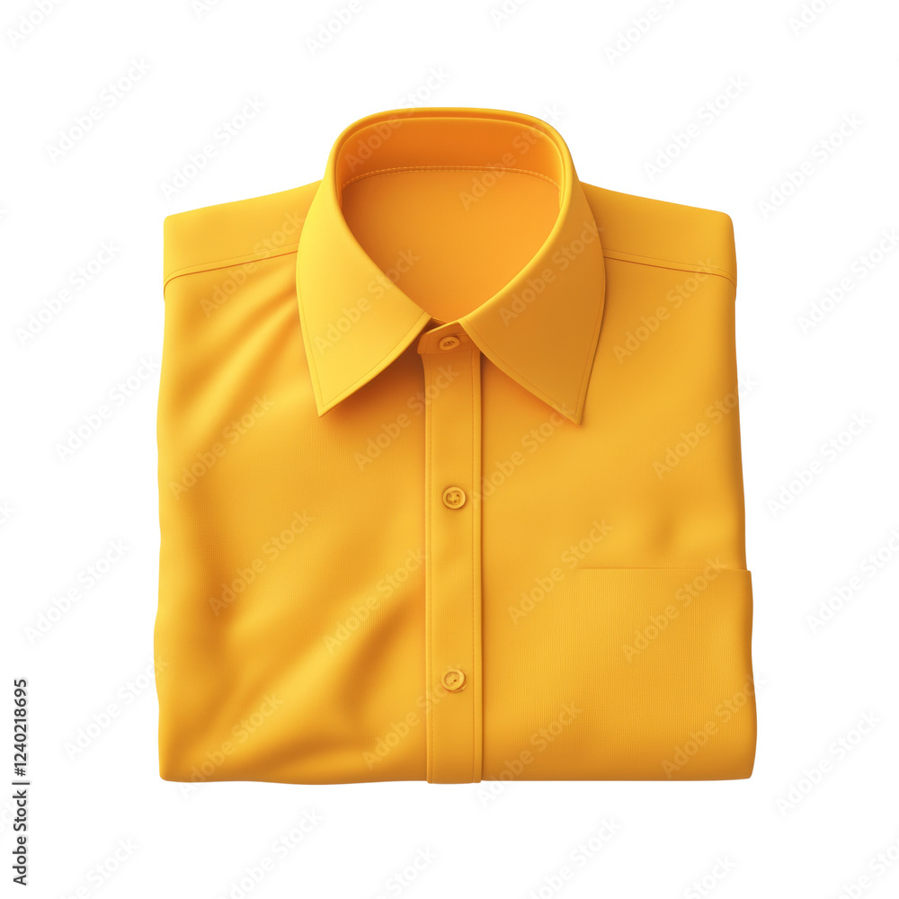 The image shows a folded yellow long-sleeved dress shirt against a black background. The image shows a folded yellow long-sleeved dress shirt against a black background.