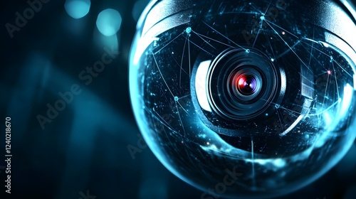 Futuristic Surveillance Camera Lens Abstract AI Art
