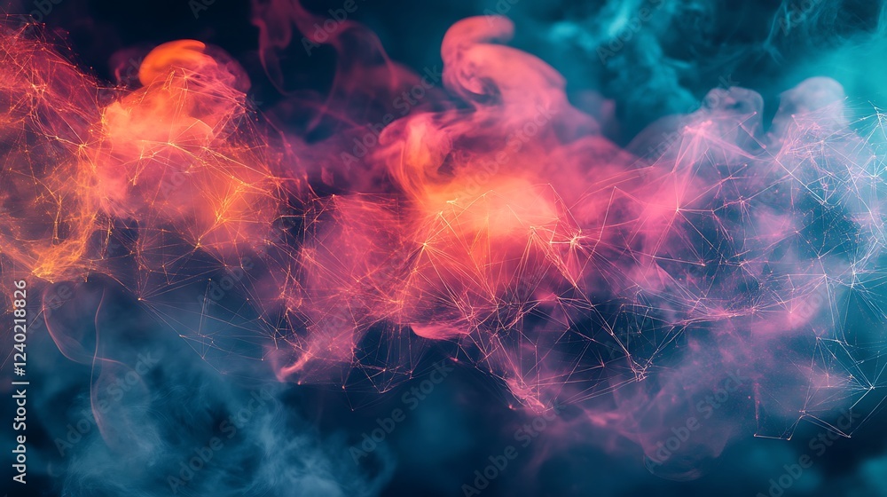 Fototapeta premium Abstract color smoke swirling over a dark background use as art
