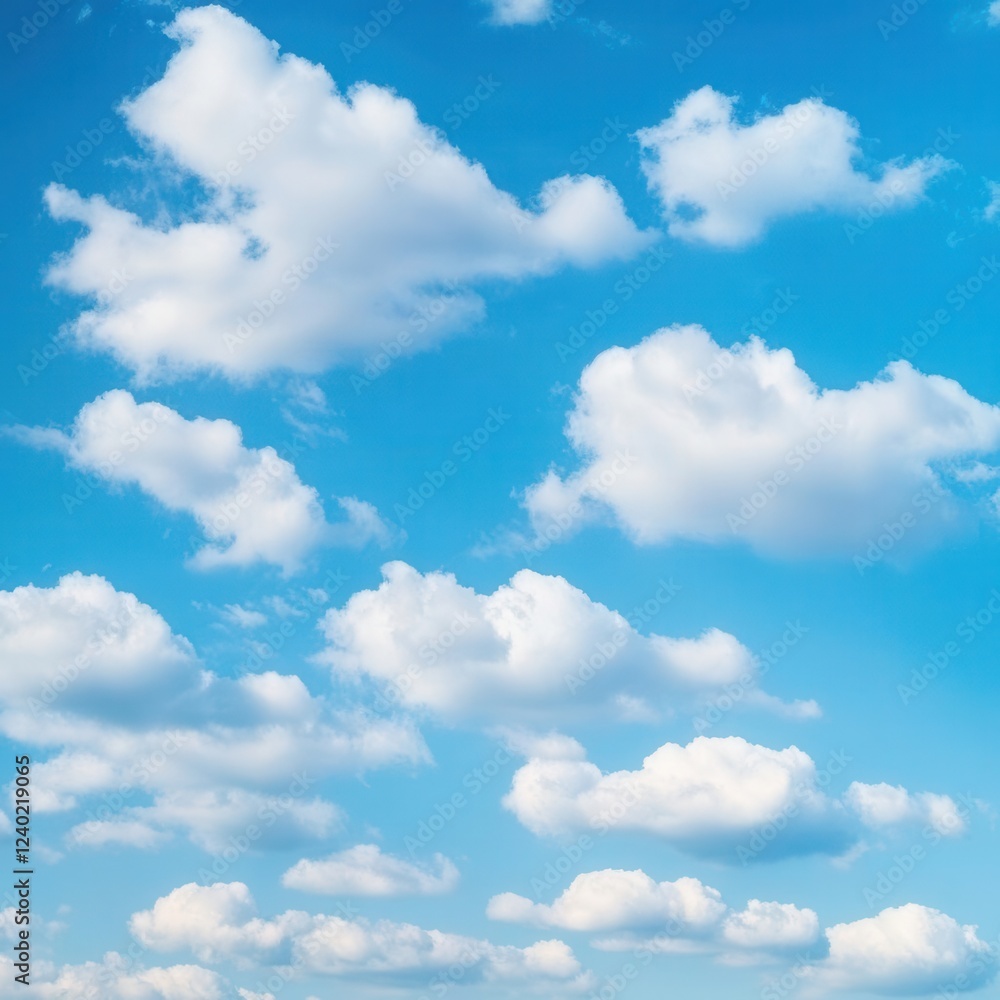Pure Blue Sky with Fluffy White Clouds for Minimalist Backgrounds or Branding Materials Pure Blue Sky with Fluffy White Clouds for Minimalist Backgrounds or Branding Materials