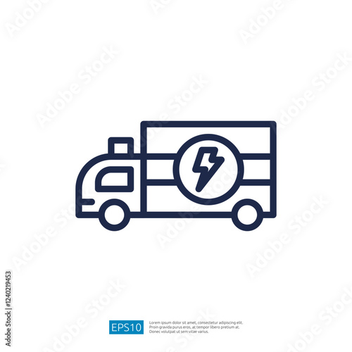 A simple line drawing of a delivery truck featuring a lightning bolt symbol, suggesting a focus on electric or fast delivery services.