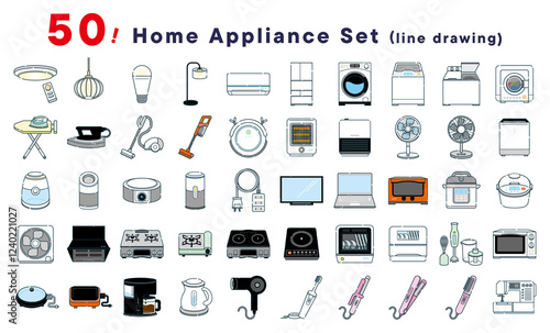 線画／家庭向けの家電セット50