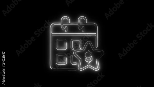 Glowing neon Regular Paycheck icon isolated on black background. HD Video motion graphic animation photo