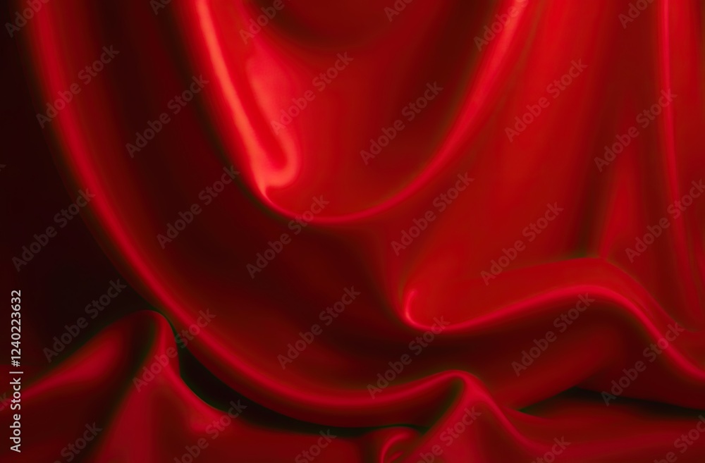 Obraz premium Soft and smooth red satin fabric with elegant folds and light reflections.