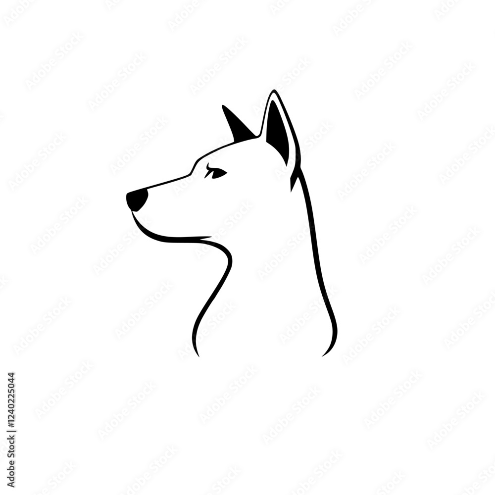 Naklejka premium Elegant Dog Profile: Minimalist Line Art Design. A simple yet striking vector illustration of a canine, perfect for logos, prints, and more.