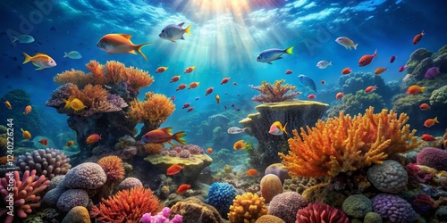 Wallpaper Mural Vibrant Underwater Scene with Colorful Coral Reef and Fish Torontodigital.ca